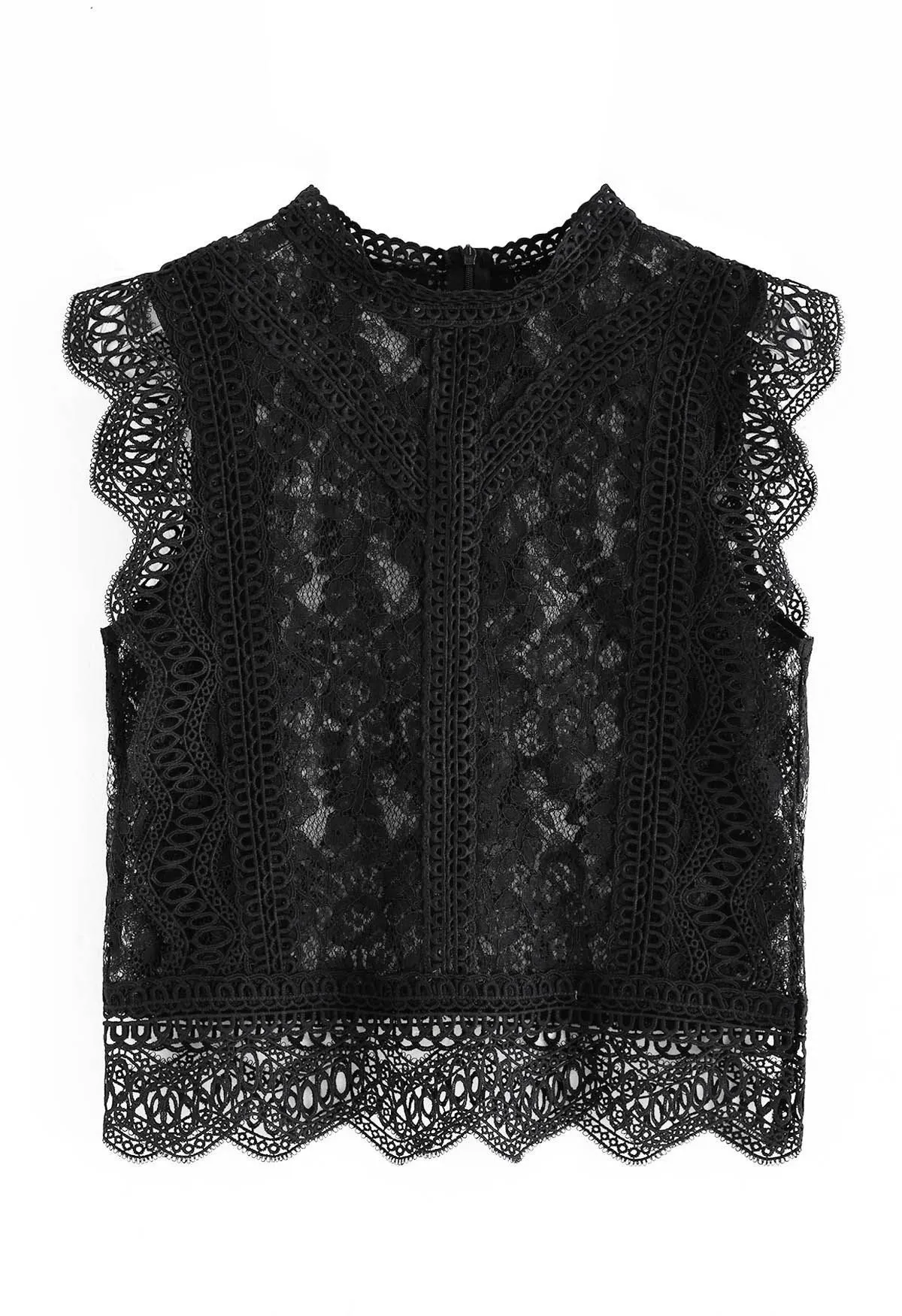 Chicwish Crew Neck Lace Tanks & Camisoles