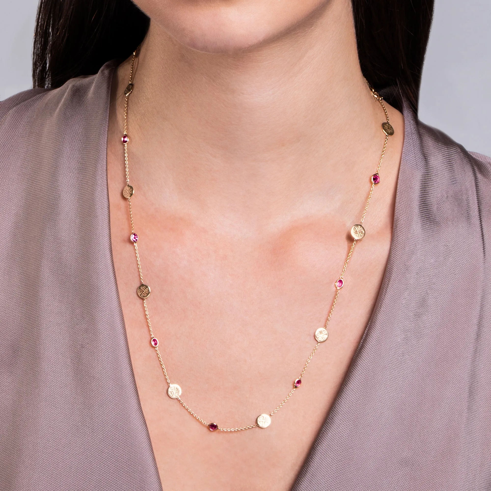 Mid-Length Signature Classic Necklace with Ruby