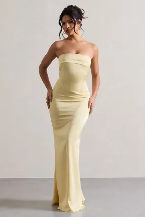 Lemon Pleated Bandeau Maxi Dress