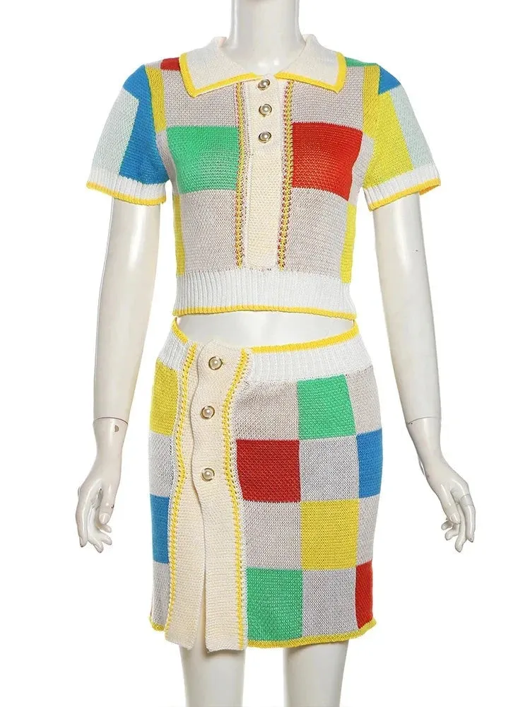 Color-Block Knit Milan Set