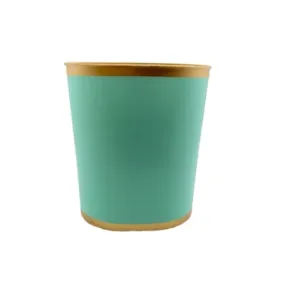 Aqua Color Block Oval Trash Can