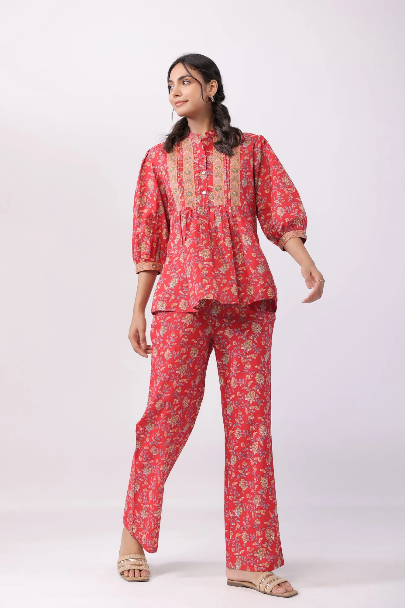 Complete Harmony Red Cotton Co-ord Set