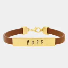 iLLASPARKZ Hope Message Bar Faux Leather Bracelet