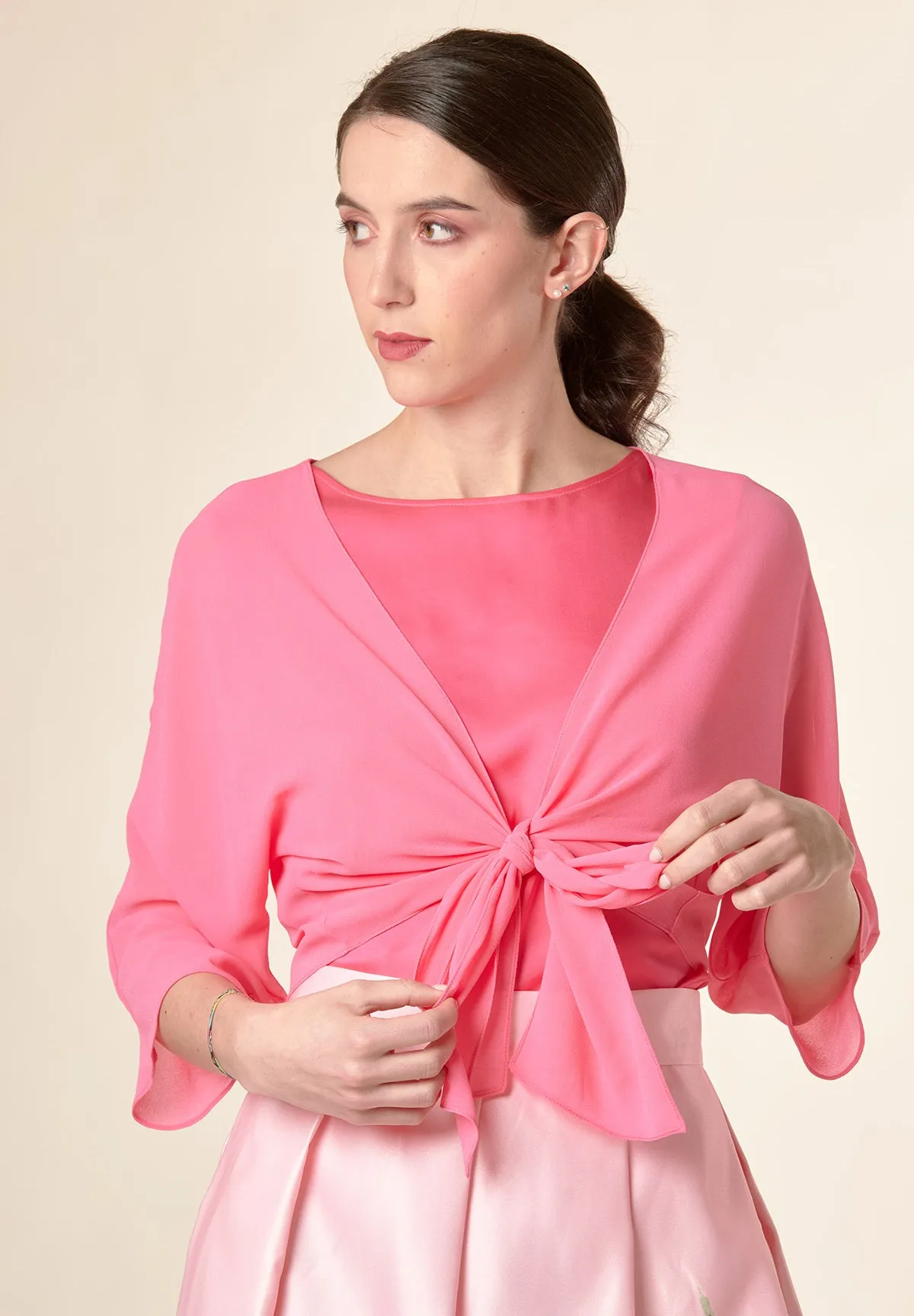 Pink Coral Tulle Shrug