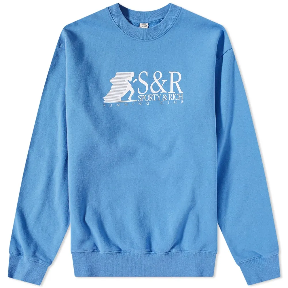 Cornflower Blue White Sporty Rich Running Club Crew Sweat