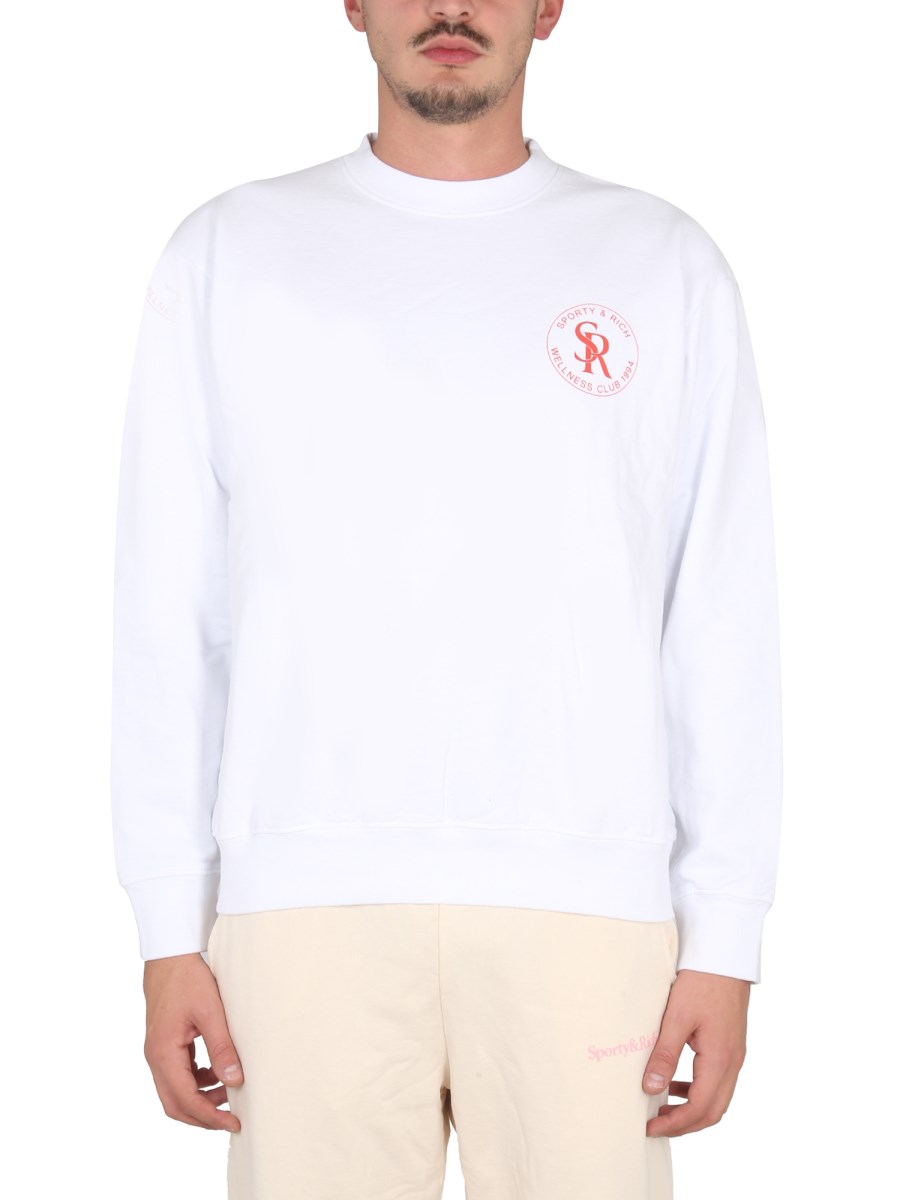 Sporty Rich Logo Cotton Sweatshirt