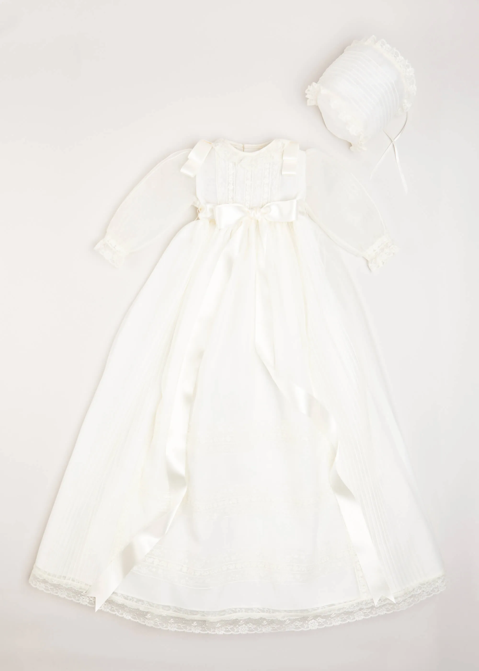 Cream Christening Gown Set (6-12mths) with Bonnet