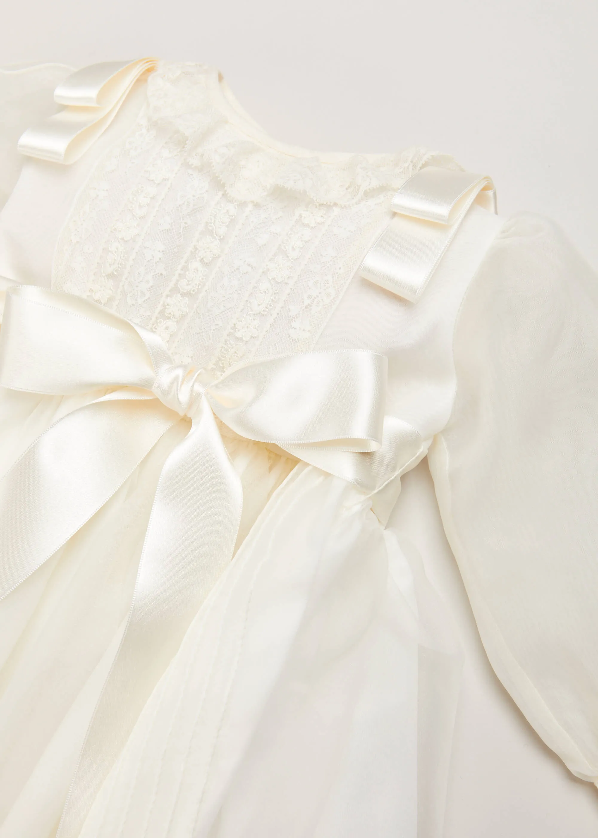 Cream Christening Gown Set (6-12mths) with Bonnet