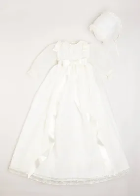 Cream Christening Gown Set (6-12mths) with Bonnet