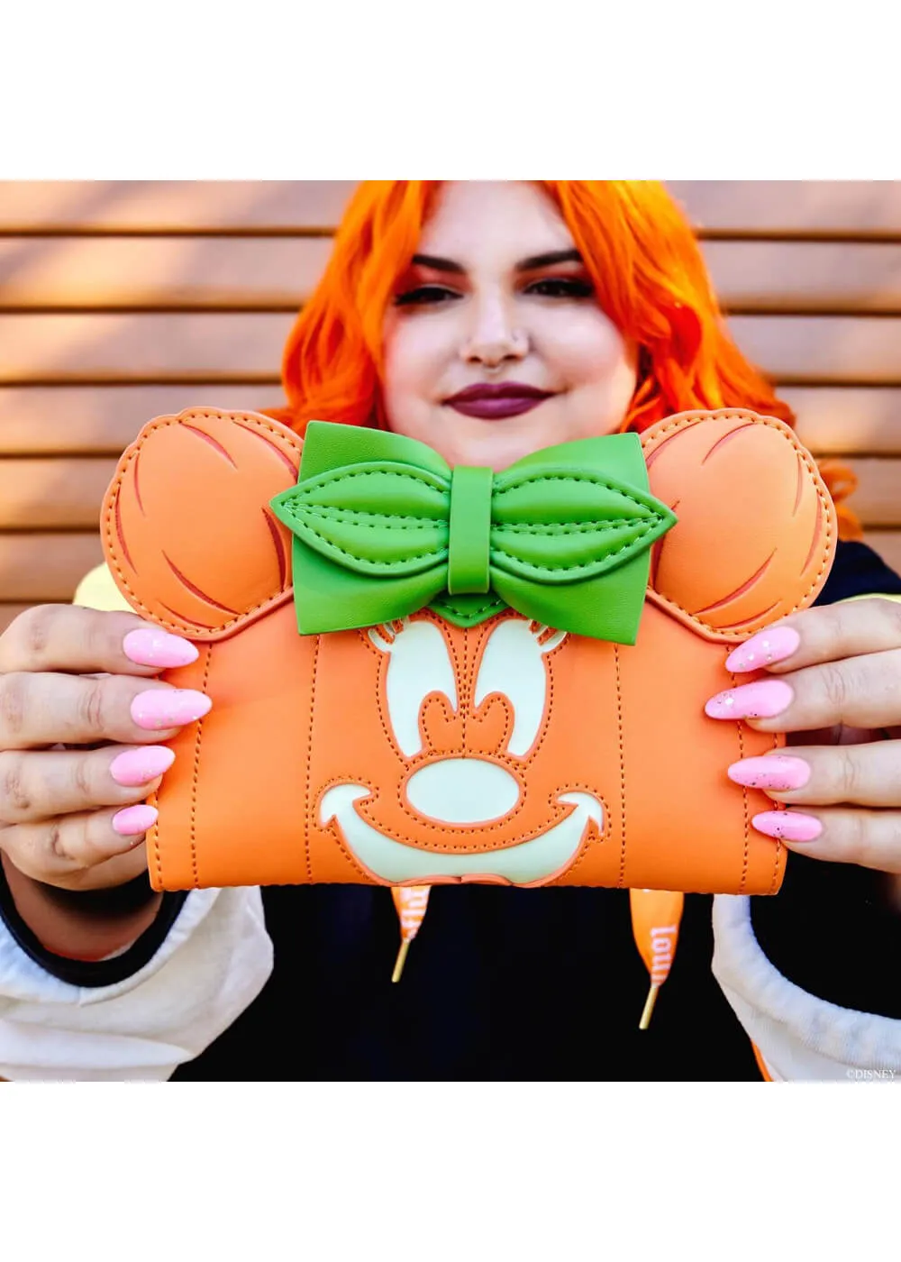 Orange Wallet with Glow-In-The-Dark feature and Minnie Mouse from Disney by Loungefly