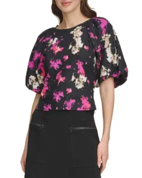 Ditsy Rose Black sweetheart top