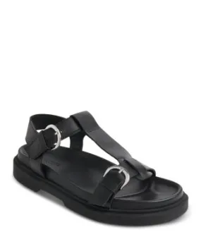 Double Buckle Black Sandals for Women