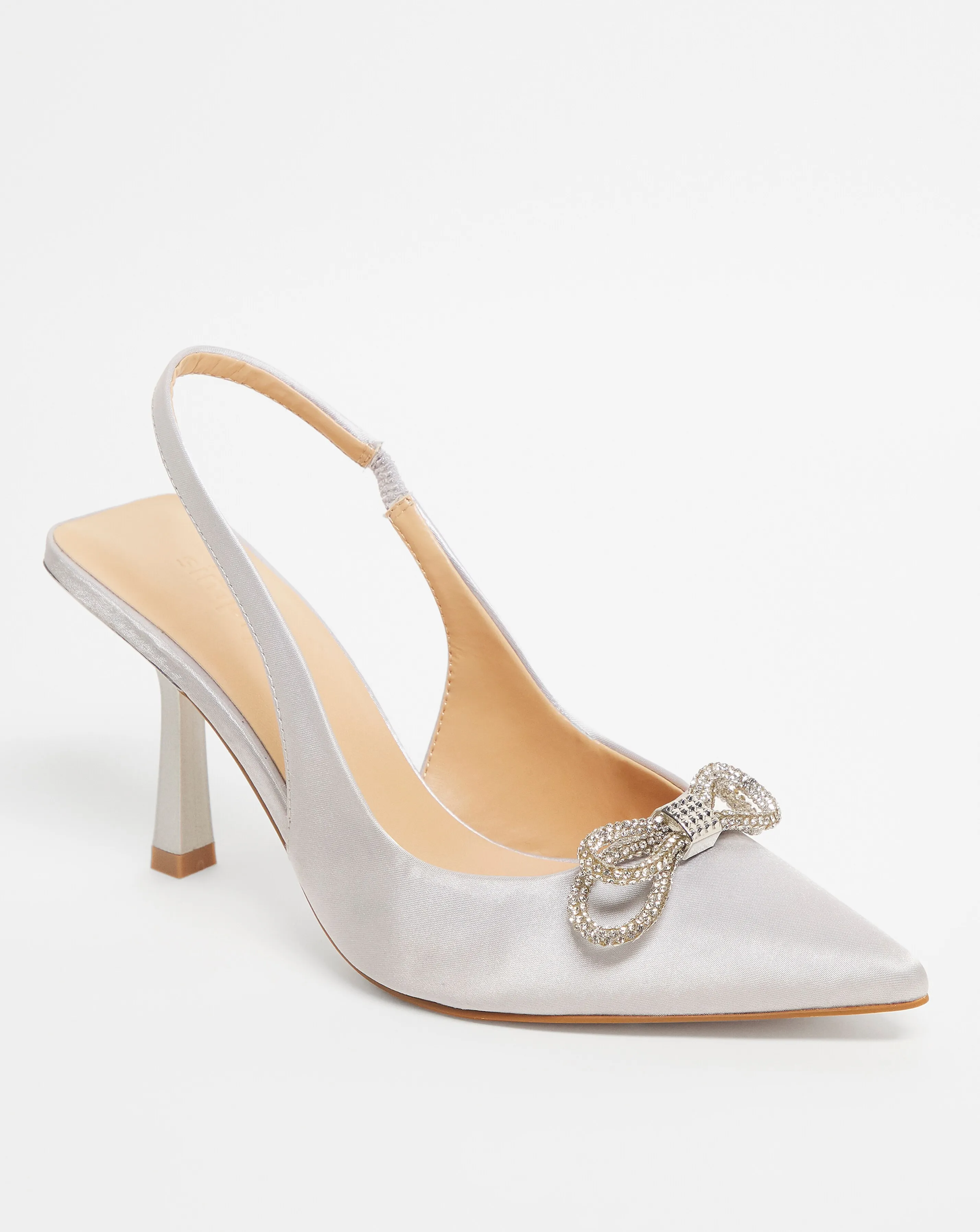 Elegant Pointy Toe Satin Heeled Shoes Extra Wide | Simply Be