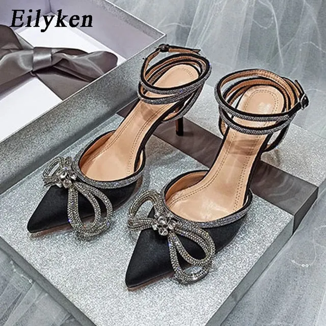 Elegant Satin Shoes with Crystal Embellishments