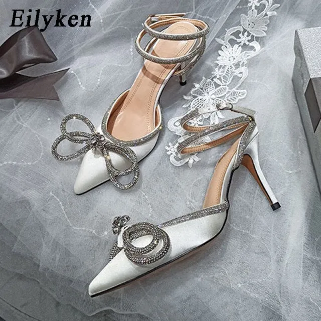 Elegant Satin Shoes with Crystal Embellishments