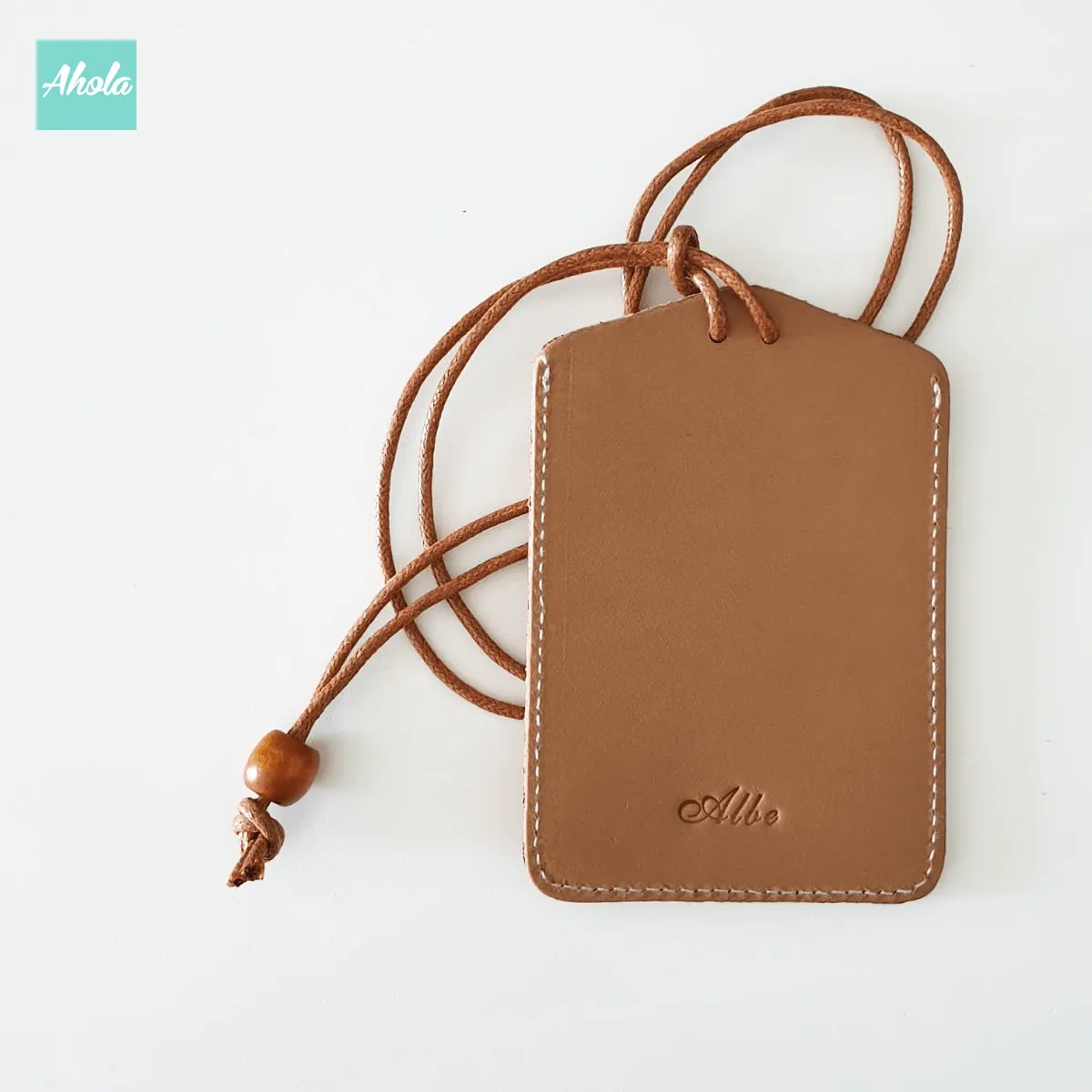 MS009 Embossed Genuine Leather Card Badge Holder Genuine Leather Neck Hanging ID Holder