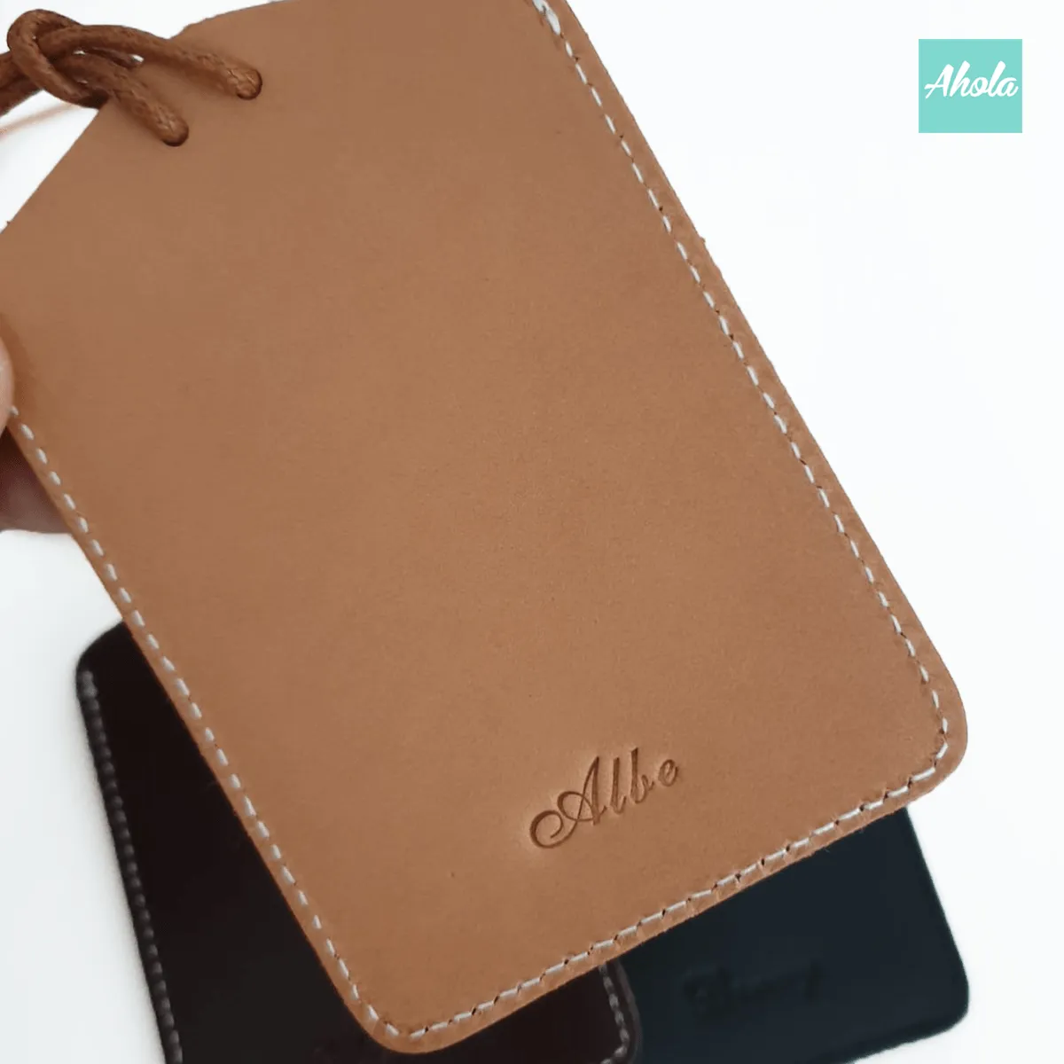 MS009 Embossed Genuine Leather Card Badge Holder Genuine Leather Neck Hanging ID Holder