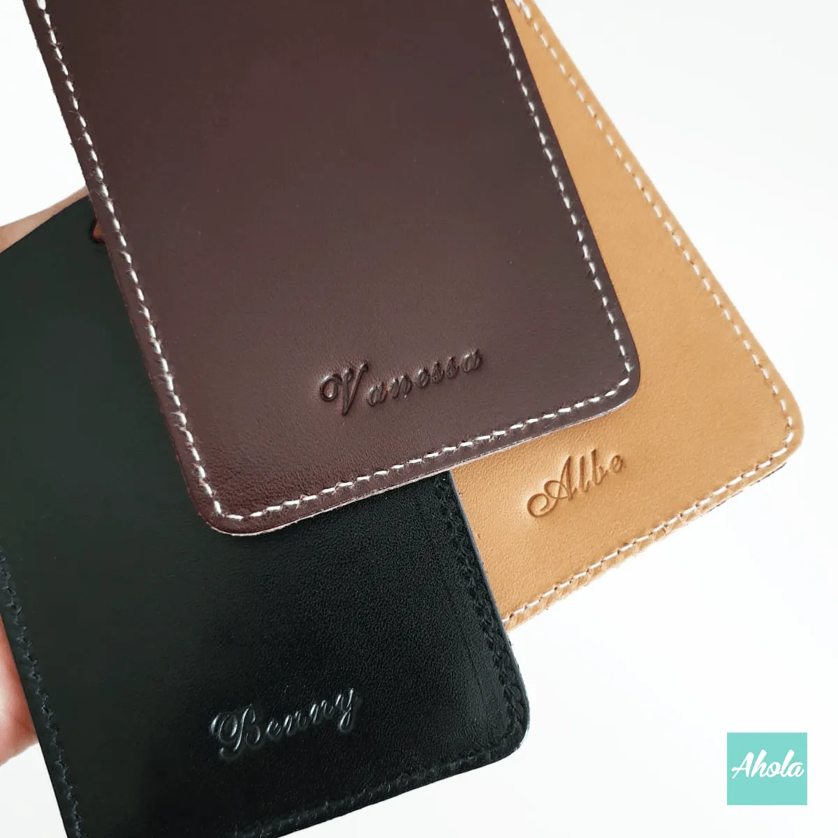 MS009 Embossed Genuine Leather Card Badge Holder Genuine Leather Neck Hanging ID Holder