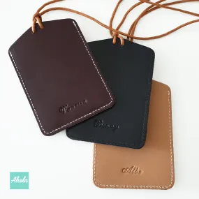 MS009 Embossed Genuine Leather Card Badge Holder Genuine Leather Neck Hanging ID Holder