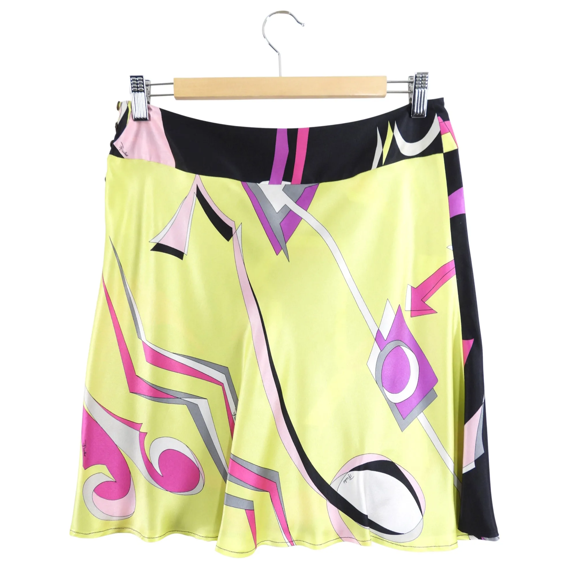 Emilio Pucci Silk Satin Colorblock Mini Skirt