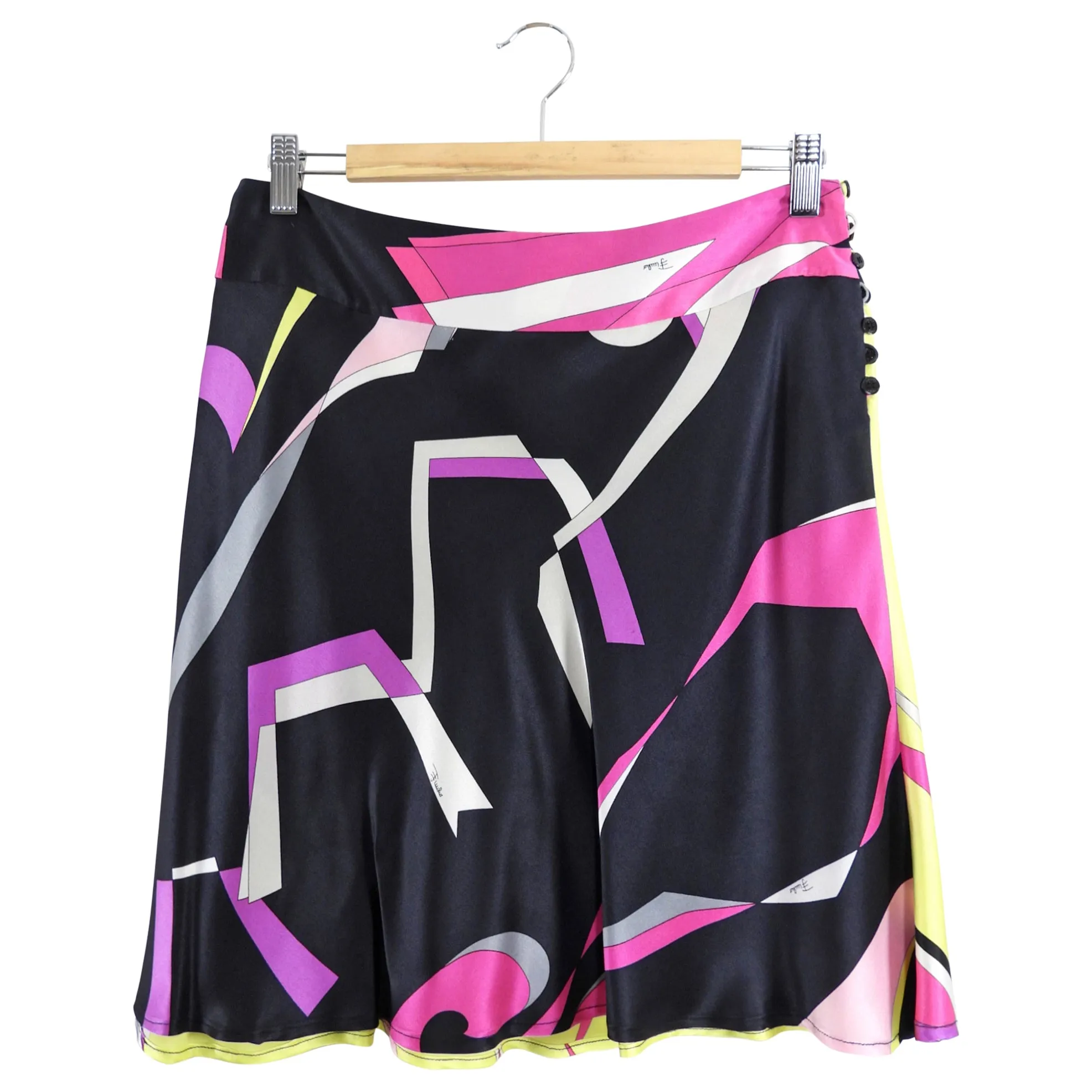 Emilio Pucci Silk Satin Colorblock Mini Skirt