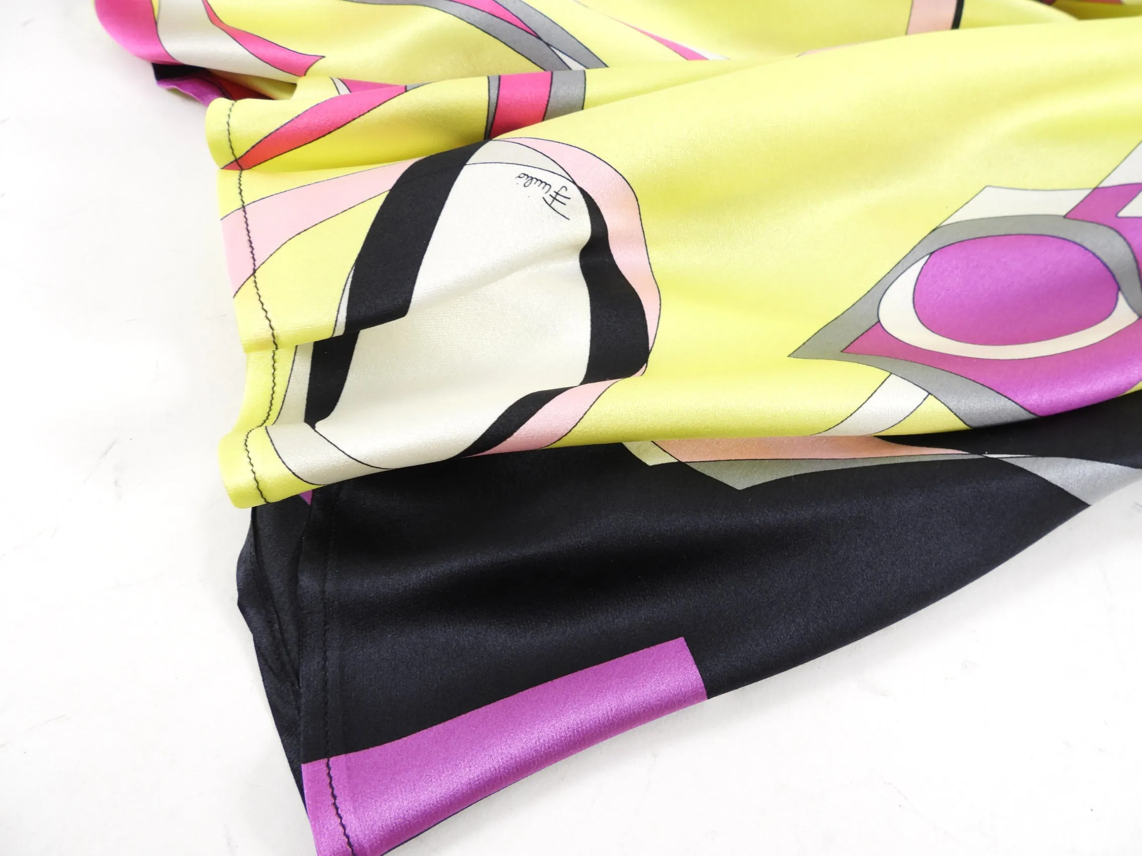 Emilio Pucci Silk Satin Colorblock Mini Skirt