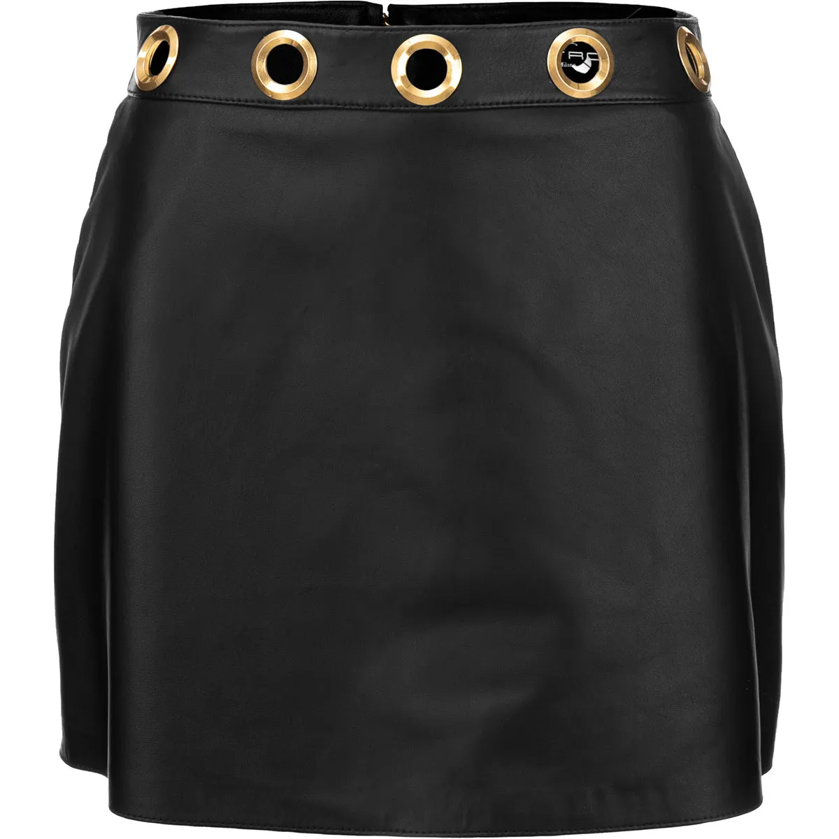 Eyelet Detailed Leather Skirt