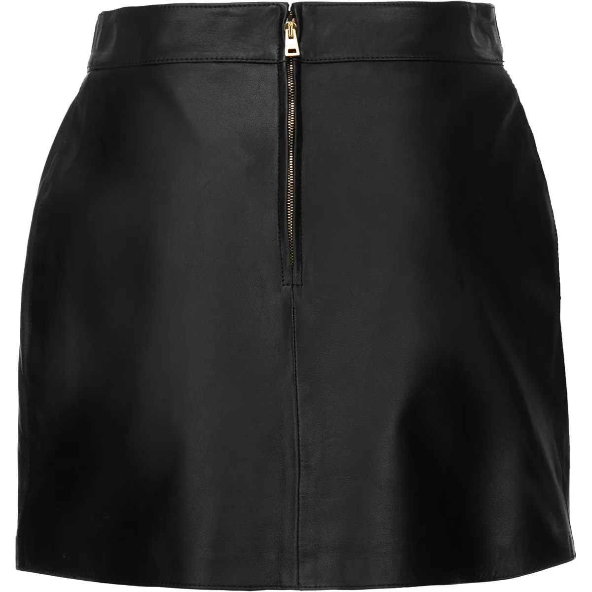 Eyelet Detailed Leather Skirt