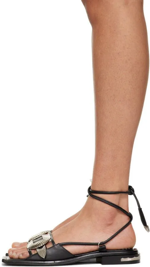 Exclusive Toga Pulla Black Ankle Wrap Sandals on SSENSE