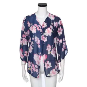 Floral Print Kimono Cardigan Chiffon Top