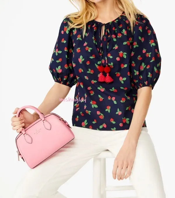 Flower Patterns Cotton Elegant Style Puff Sleeves Outlet