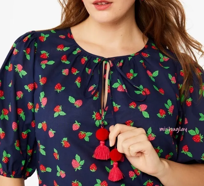 Flower Patterns Cotton Elegant Style Puff Sleeves Outlet