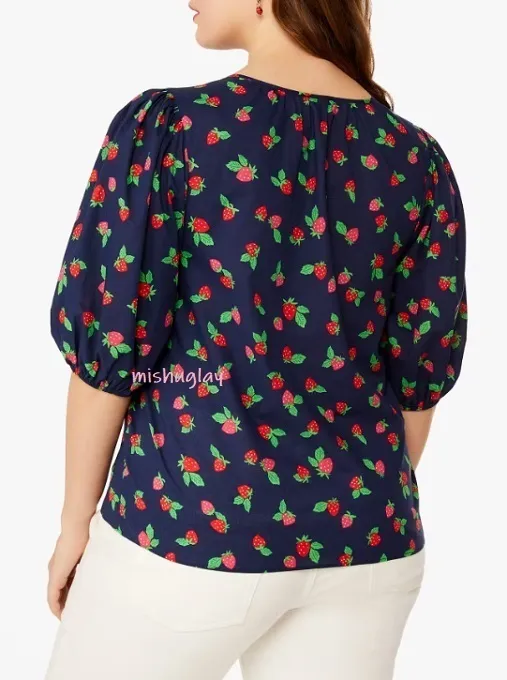 Flower Patterns Cotton Elegant Style Puff Sleeves Outlet