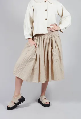 Striped Linen Skirt in Framboise Color