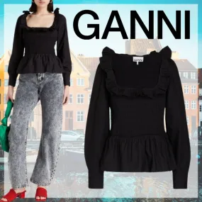 Ganni | Casual Unisex Street Style Long Sleeves Cotton