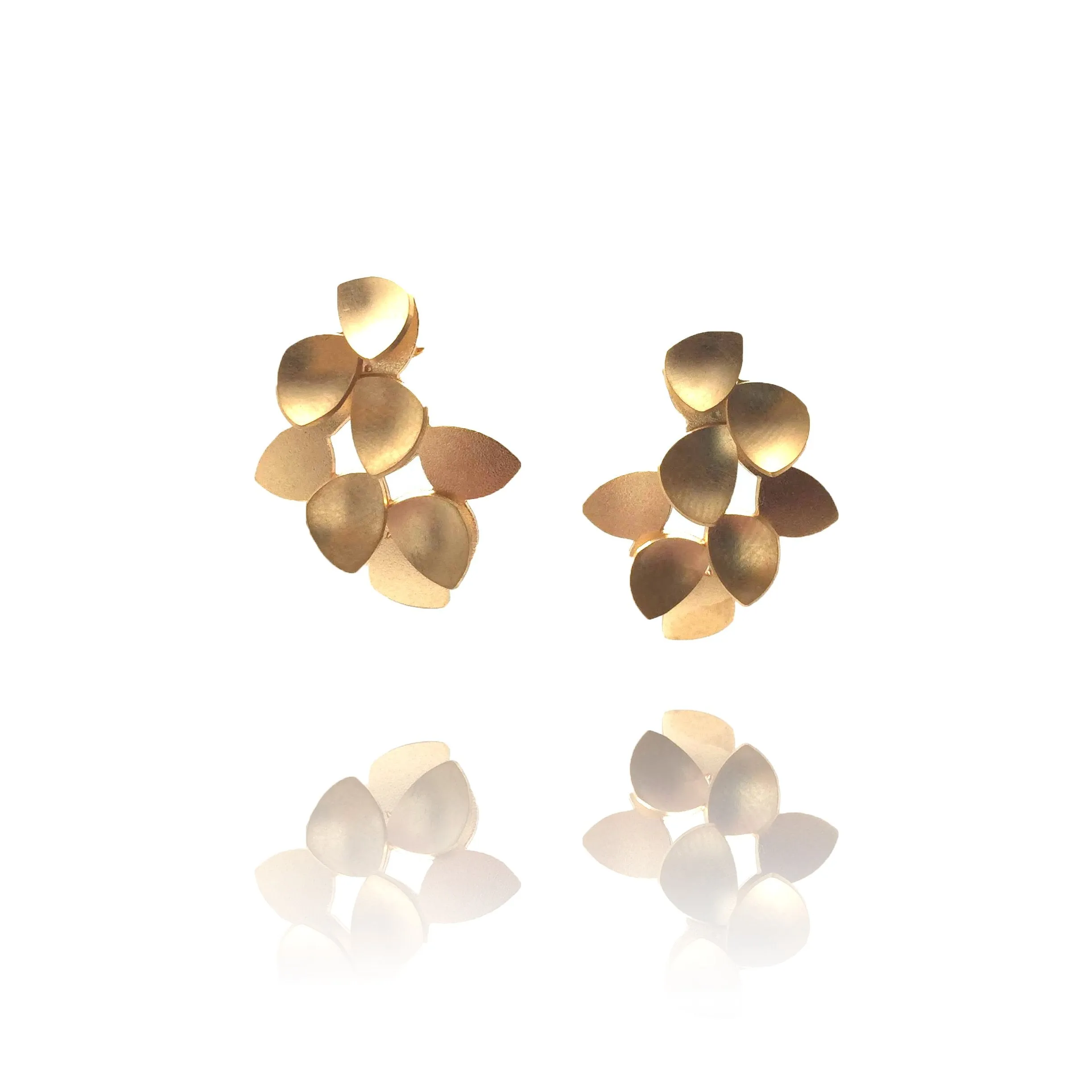 Gold Blossoming Petal Post Earrings