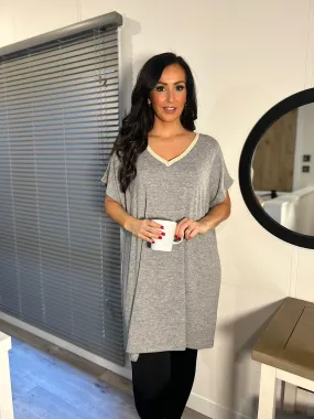 Grey Shimmer V-Neck Tunic Lucy