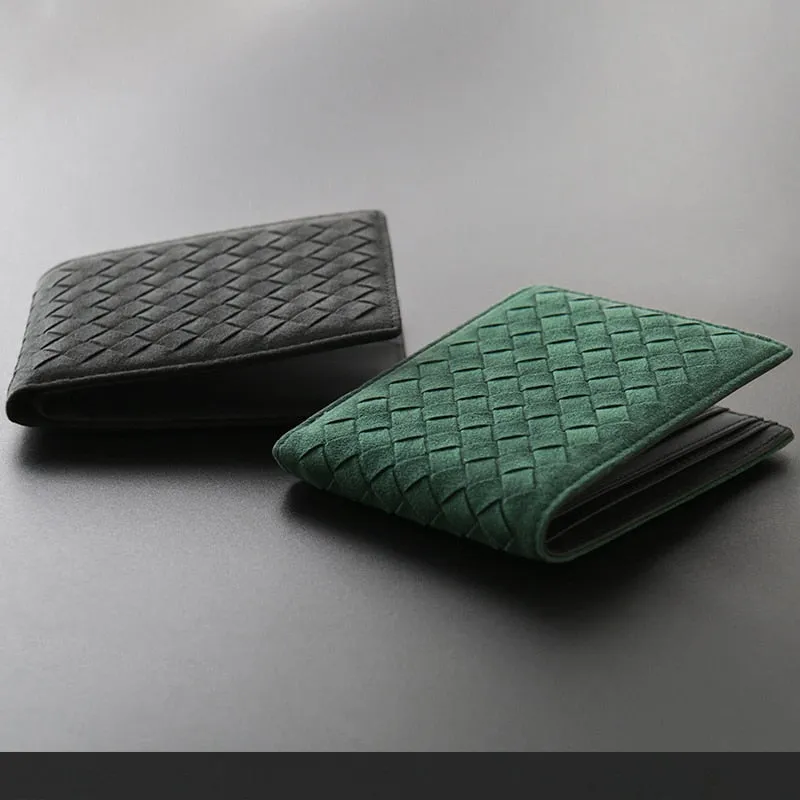 Genuine Leather Hand Knitted Card Holder Short Wallet