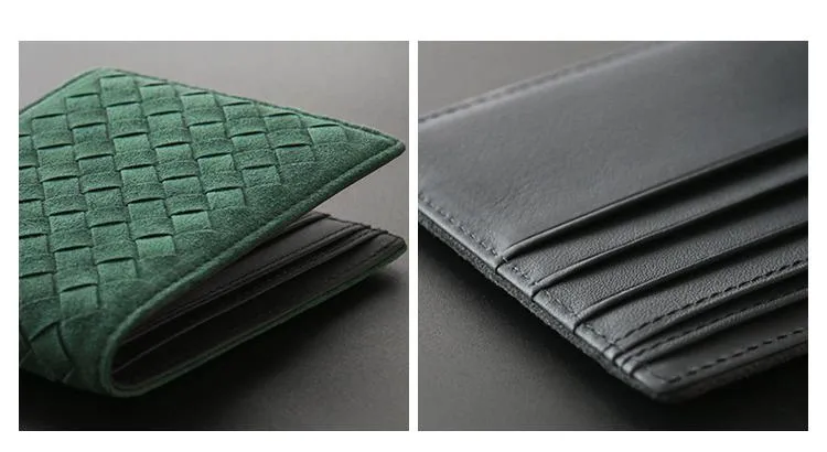 Genuine Leather Hand Knitted Card Holder Short Wallet