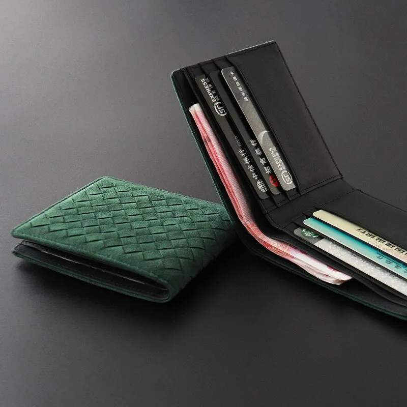 Genuine Leather Hand Knitted Card Holder Short Wallet