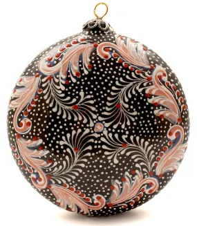 Black Background White Raised Paint Large Ceramic Ornament