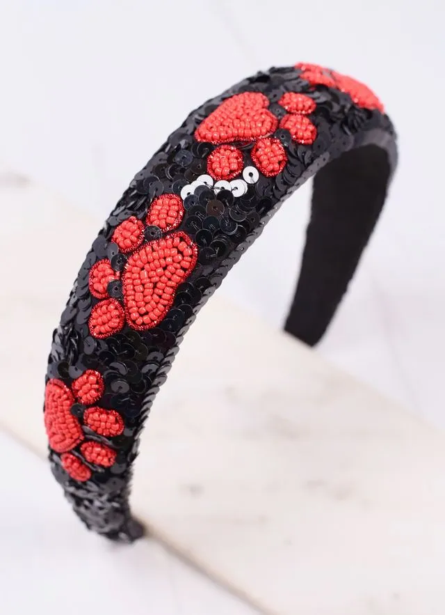 Black and Red Sequin Headband for Pawty