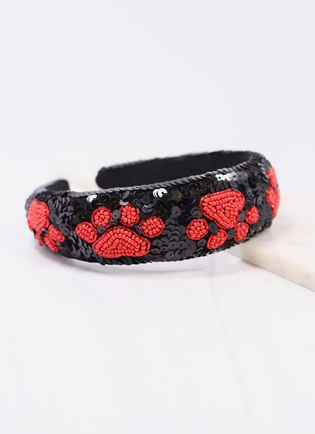 Black and Red Sequin Headband for Pawty