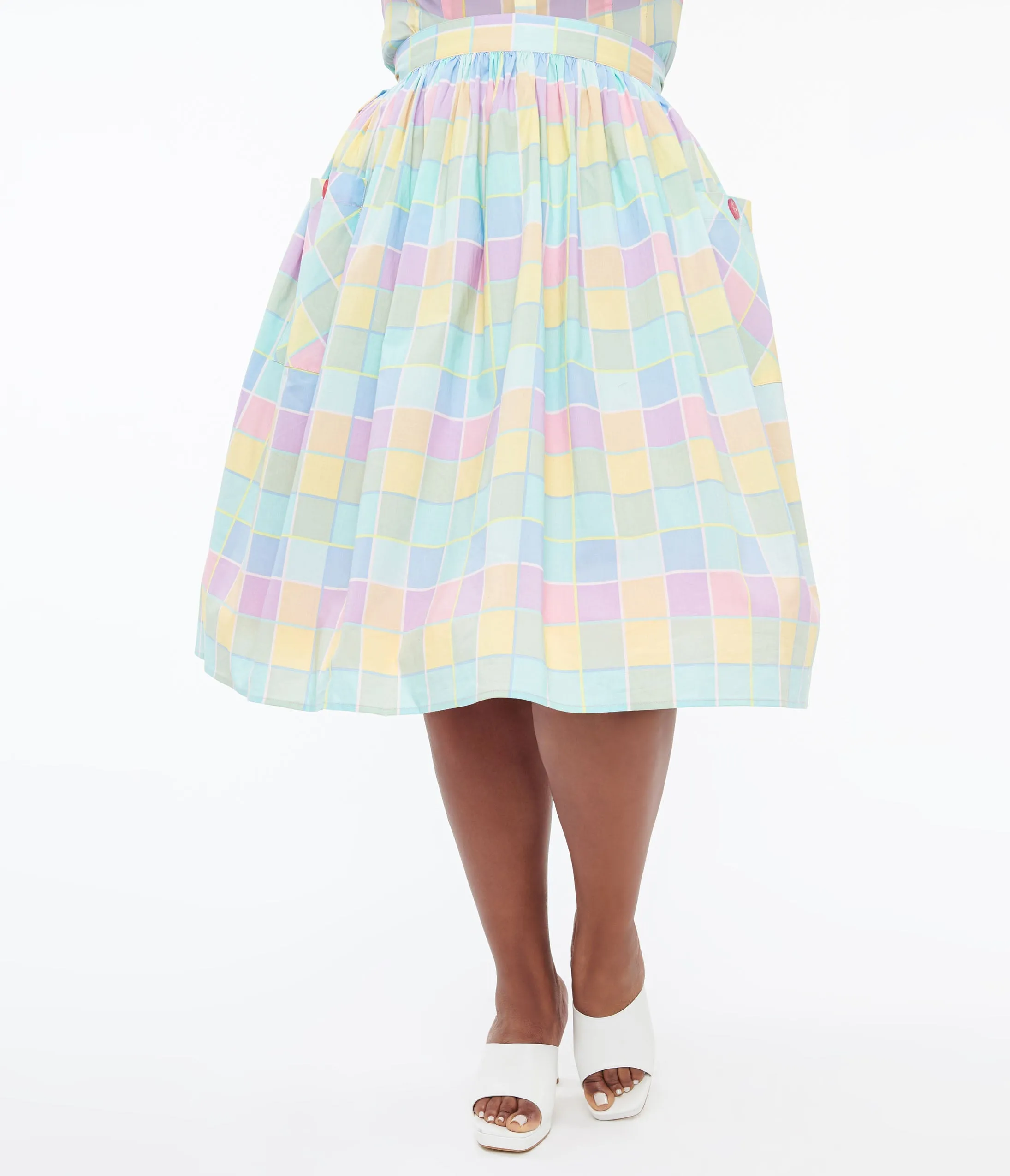 Plus Size Pastel Check Cotton Skye Swing Skirt by Hell Bunny