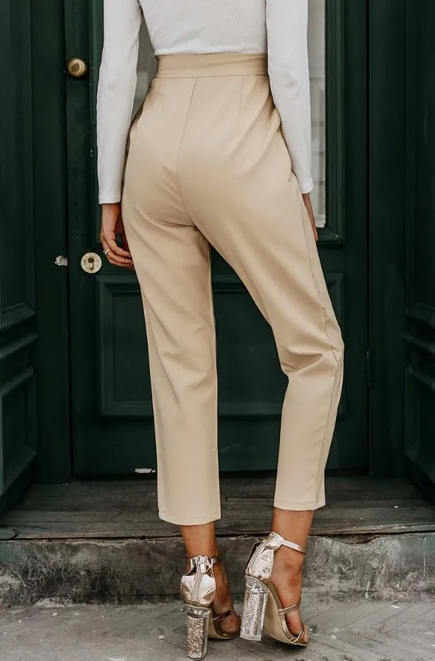 High Waist Office Loose Ankle-length Pants