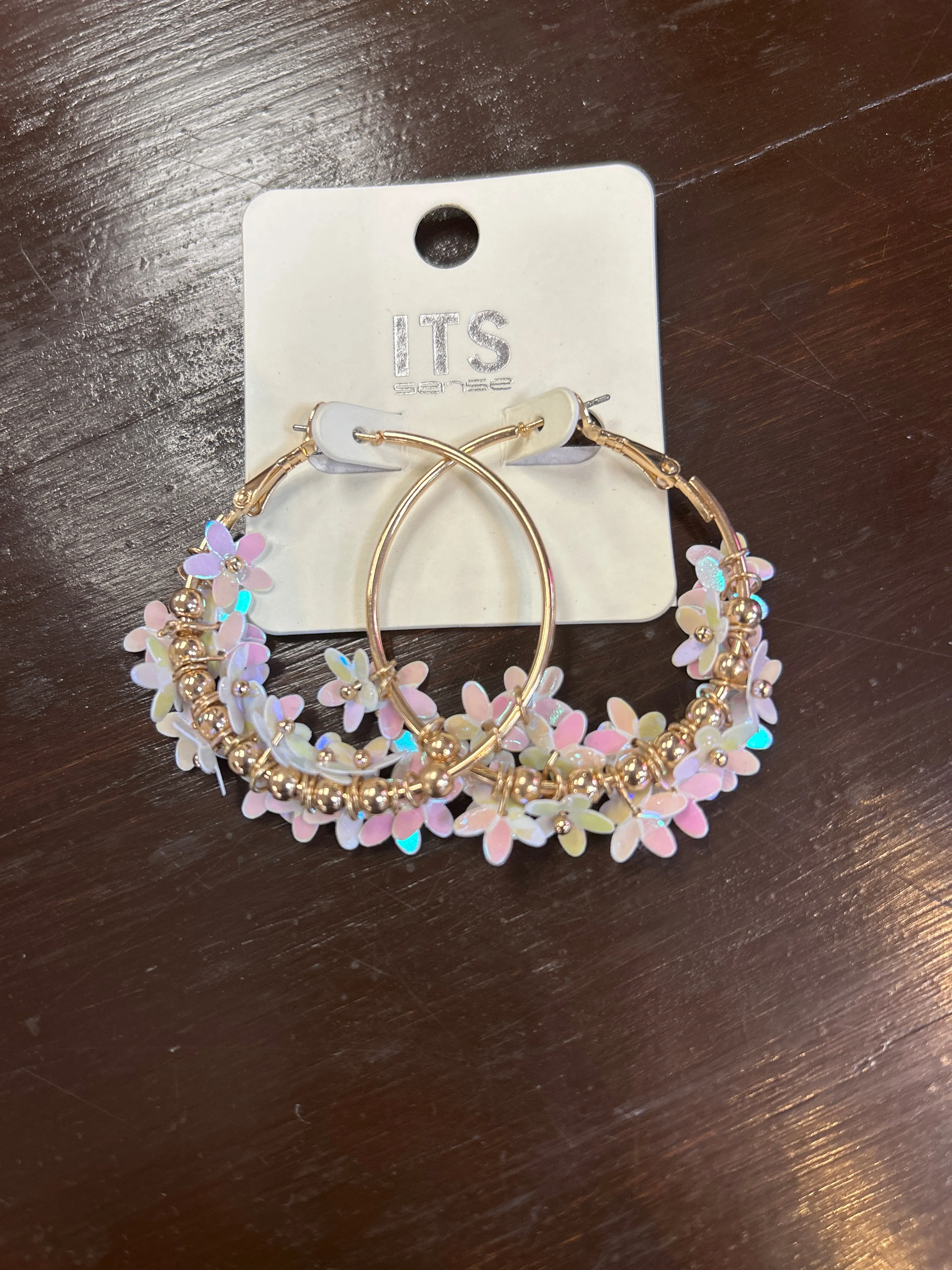 Flower Sequin Hoop Earrings