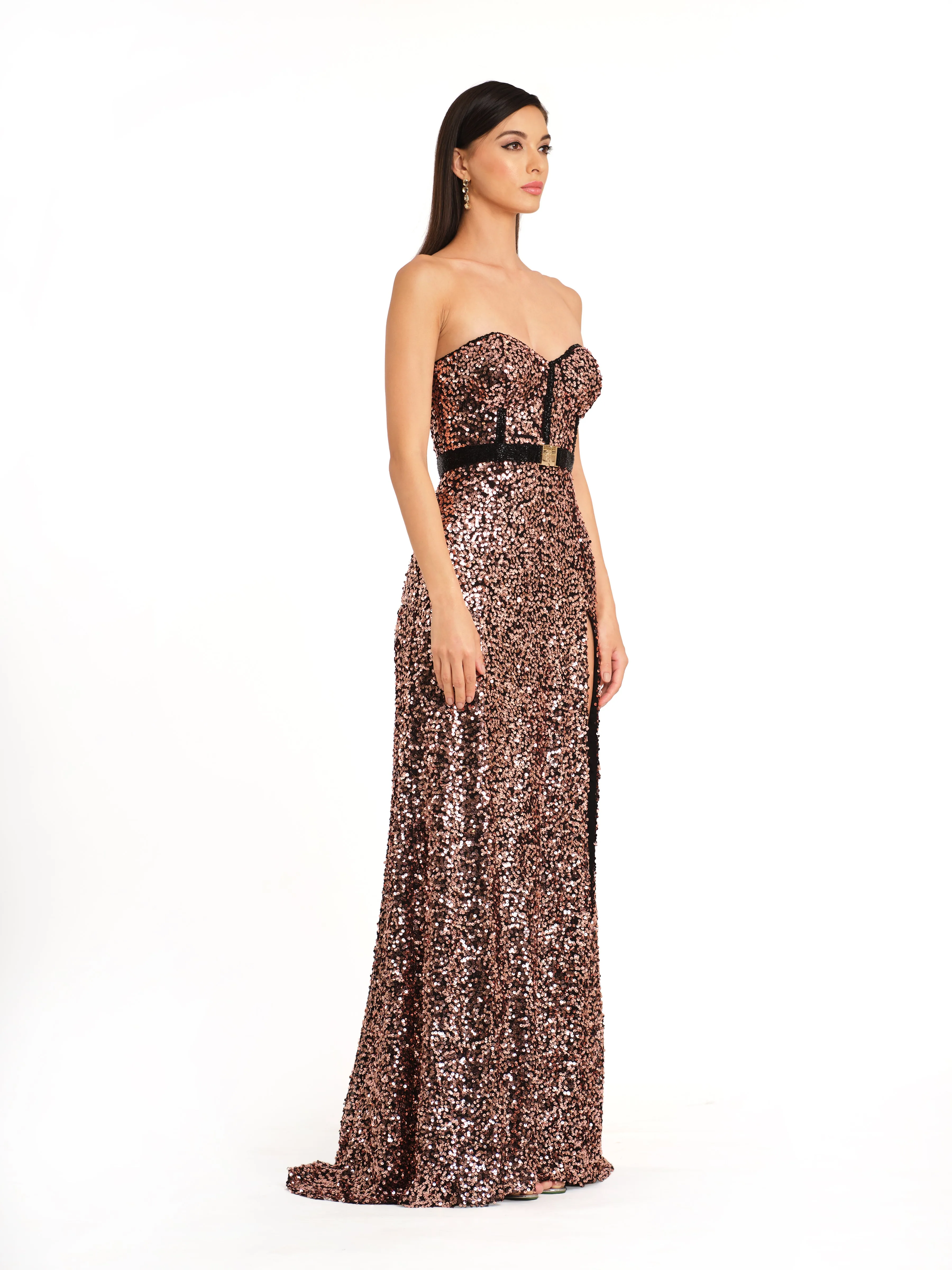 Copper Sequin Corset Gown