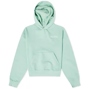 Jade White Sporty Rich Italic Logo Cropped Hoodie