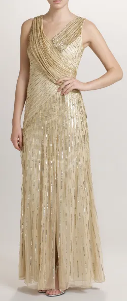 Juliet Gold Sequin Evening Dress