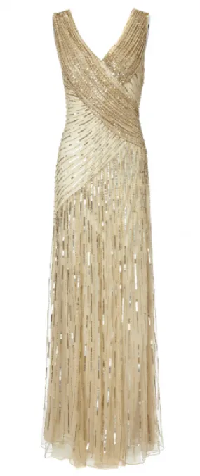 Juliet Gold Sequin Evening Dress